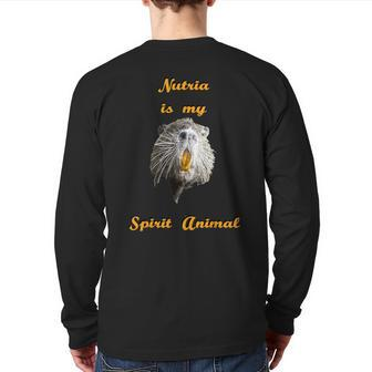 Cajun Louisiana Nutria Rat Spirit Animal Back Print Long Sleeve T-shirt | Mazezy