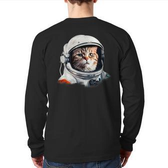Cat Astronaut Costume Space Cats Owner Back Print Long Sleeve T-shirt | Mazezy