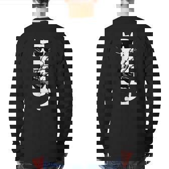 Cat Wearing Sunglasses Playing Bagpipes Back Print Long Sleeve T-shirt | Mazezy