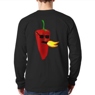 Chili Pepper Sauce Jalapeno Pepper Back Print Long Sleeve T-shirt | Mazezy