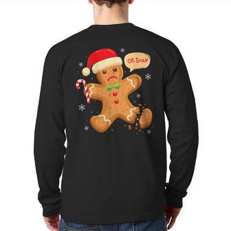 Christmas Oh Snap Gingerbread Man Cookie X Mas Pjs Back Print Long Sleeve T-shirt - Seseable