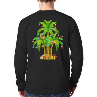 Christmas Palm Tree Tropical Xmas Coconut Lights Back Print Long Sleeve T-shirt - Thegiftio UK