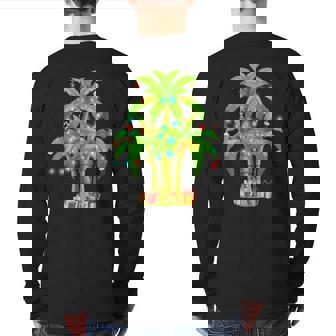 Christmas Palm Tree Tropical Xmas Coconut Lights Back Print Long Sleeve T-shirt - Thegiftio