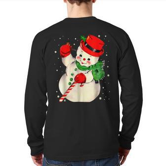Christmas Snowman Matching Family Pajama Xmas Vintage Back Print Long Sleeve T-shirt - Seseable