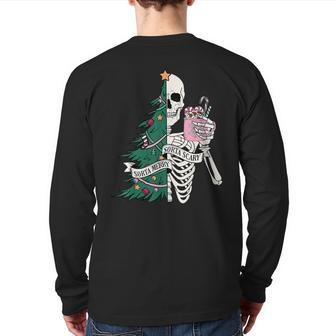 Christmas Sorta Merry Sorta Scary Skeleton Xmas Tree Back Print Long Sleeve T-shirt | Mazezy
