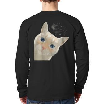 Colorpoint Shorthair Curious Flame Point Siamese Cat Back Print Long Sleeve T-shirt | Mazezy