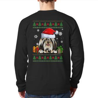 Dog Lovers Shih Tzu Santa Hat Ugly Christmas Sweater Back Print Long Sleeve T-shirt - Monsterry