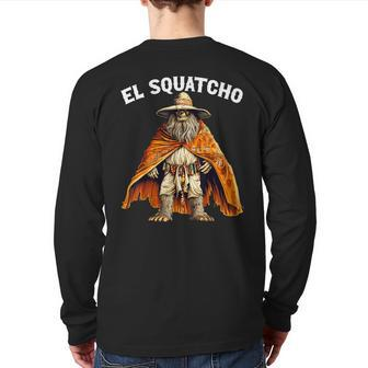 El Squatcho Poncho Western Bigfoot Sasquatch Lover Back Print Long Sleeve T-shirt - Monsterry CA
