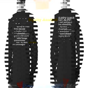 Equity Analyst Definition Job Title Profession Back Print Long Sleeve T-shirt | Mazezy
