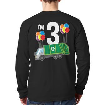 Garbage Truck 3Rd Birthday Party Kid's Back Print Long Sleeve T-shirt | Mazezy