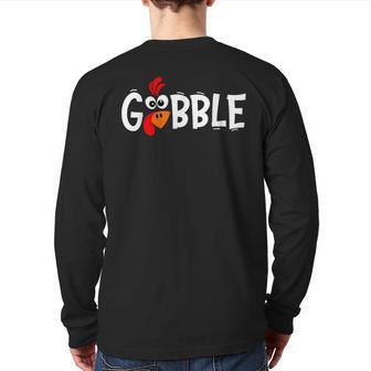 Giant Turkey Face Thanksgiving Gobble Holiday Family Back Print Long Sleeve T-shirt - Monsterry AU