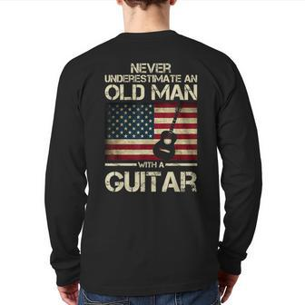 Guitarist Never Underestimate An Old Man With A Guitar Back Print Long Sleeve T-shirt | Mazezy