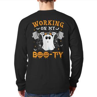 Halloween Working On My Booty Workout Gym Back Print Long Sleeve T-shirt - Monsterry DE