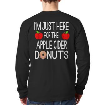 I'm Just Here For The Apple Cider Donuts Apple Picking Back Print Long Sleeve T-shirt | Mazezy