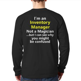 Inventory Manager Job Product Warehouse Business Back Print Long Sleeve T-shirt | Mazezy