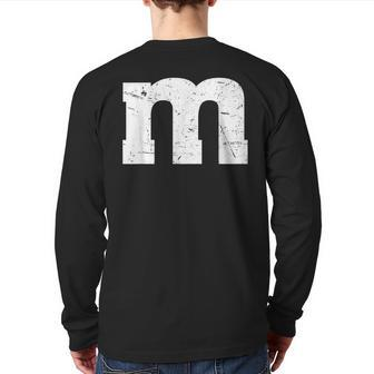 Letter M Groups Halloween 2023 Team Costume Distressed Back Print Long Sleeve T-shirt - Seseable