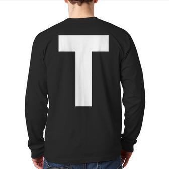 Letter T Green Groups Halloween Team Groups Costume Back Print Long Sleeve T-shirt | Mazezy