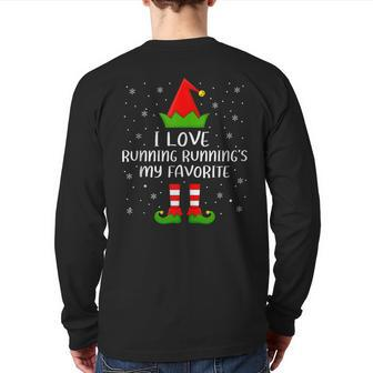 I Love Running Running's My Favorite Elf Christmas Back Print Long Sleeve T-shirt - Thegiftio UK
