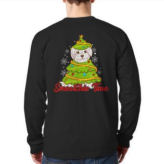 Maltese Cute Tree Dog Ugly Christmas Sweaters Back Print Long Sleeve T-shirt - Monsterry CA