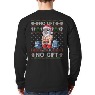 Muscle Santa Lifting Christmas Ugly Christmas Sweater Back Print Long Sleeve T-shirt | Mazezy