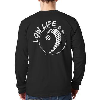 Music Low Life Clef Clef Guitar Back Print Long Sleeve T-shirt | Mazezy