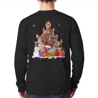 Peterbald Christmas Tree Pet Cat Lover Back Print Long Sleeve T-shirt | Mazezy