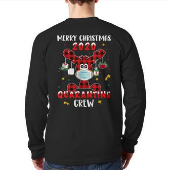 Quarantine Crew Buffalo Plaid Reindeer Christmas Back Print Long Sleeve T-shirt - Monsterry