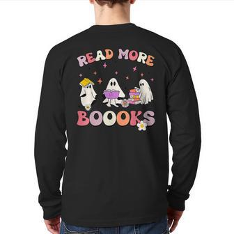 Read More Books Halloween Ghost Teacher Book Lovers Back Print Long Sleeve T-shirt - Monsterry