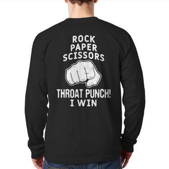 Rock Paper Scissors Throat Punch I Win Back Print Long Sleeve T-shirt - Thegiftio UK