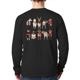 Santa Goats Christmas Farmer Goat Lover Farming Back Print Long Sleeve T-shirt - Thegiftio UK