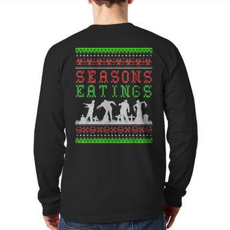 Seasons Eatings Zombie Ugly Christmas Sweater Back Print Long Sleeve T-shirt | Mazezy