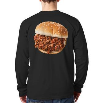 Sloppy Joe Sandwich Lunchlady Food Halloween Costume Back Print Long Sleeve T-shirt - Monsterry