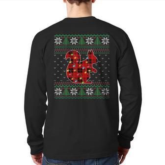 Squirrel Ugly Sweater Christmas Lights Animals Lover Back Print Long Sleeve T-shirt - Monsterry DE
