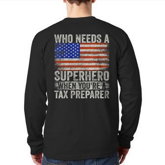 Tax Examiner Superhero Vintage For Dad Back Print Long Sleeve T-shirt | Mazezy