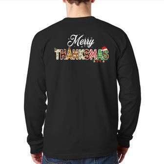 Thanksmas 2023 Merry Thanksmas Thanksgiving Christmas Back Print Long Sleeve T-shirt - Monsterry