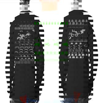Tractor Farmer Ugly Christmas Sweaters Back Print Long Sleeve T-shirt | Mazezy