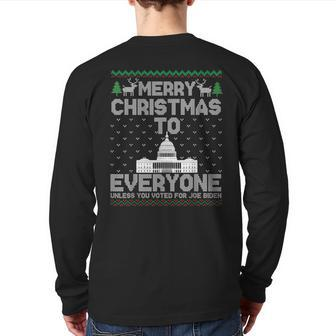 Trump 2024 Merry Christmas To Everyone Ugly Sweater Back Print Long Sleeve T-shirt | Mazezy