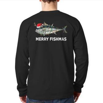 Tuna Fish Christmas Santa Claus Xmas Fisherman Back Print Long Sleeve T-shirt - Thegiftio UK
