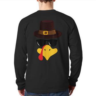Turkey Face Matching Family Thanksgiving Pilgrim Party Back Print Long Sleeve T-shirt - Seseable