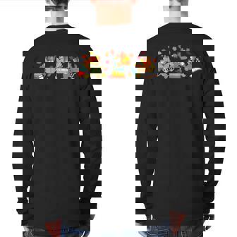 Turkey Reading Book Librarian Bookworm Thanksgiving Back Print Long Sleeve T-shirt - Monsterry