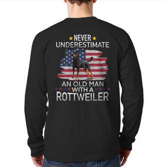 Never Underestimate An Old Man With A Rottweiler Back Print Long Sleeve T-shirt - Monsterry AU