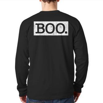 Vintage Boo For Lazy Halloween Party Costume Back Print Long Sleeve T-shirt - Monsterry