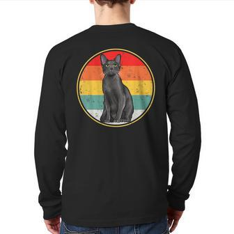 Vintage Sunset Korat Cat Back Print Long Sleeve T-shirt | Mazezy