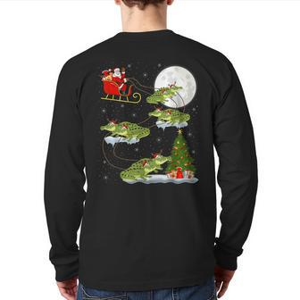 Xmas Lighting Tree Santa Riding Alligator Christmas Back Print Long Sleeve T-shirt - Thegiftio UK