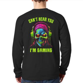 Gamer For Boys Ns Video Gaming Skull Back Print Long Sleeve T-shirt - Seseable