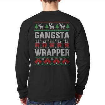 Gangsta Wrapper Ugly Sweater Christmas Back Print Long Sleeve T-shirt | Mazezy