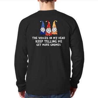 Garden Gnome Gnomies Gardening Back Print Long Sleeve T-shirt - Seseable