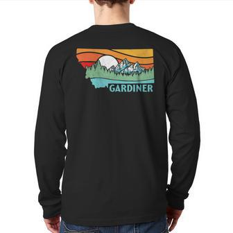 Gardiner Montana Outdoors Retro Mountains & Nature Back Print Long Sleeve T-shirt | Mazezy