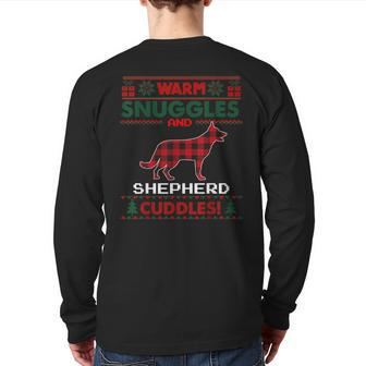 German Shepherd Dog Christmas Pajama Ugly Christmas Sweater Back Print Long Sleeve T-shirt - Seseable