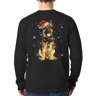 German Shepherd Dog Tree Christmas Sweater Xmas Dogs Back Print Long Sleeve T-shirt | Mazezy
